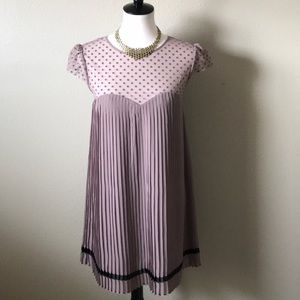 Shift Dress with accordion and pok a Dot Detail